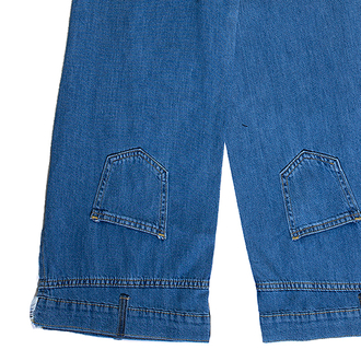 Брюки джинсовые палаццо с разрезами и карманами на брючинах, 134-164