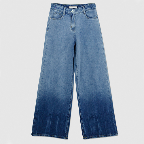 Брюки джинсовые "палаццо" с контрастным переходом, 134-164