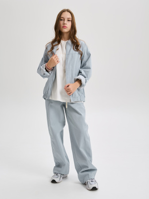 22908 Куртка, ткань, 134-164, для девочки, длинный рукав, "Deloras"  (Серо-голубой, 134)