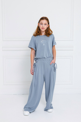 23051 Брюки, трикотаж, 134-164, для девочки, "Deloras"  (Серо-голубой, 134)