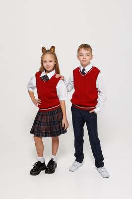 05-6 G Жилет, вязка, школа, круглый год, 122-198, универсал, "Непоседа-сити"  (Бордовый, 116)