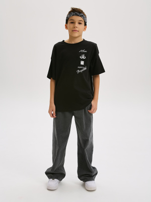 81504 Футболка, трикотаж, 134-164, универсал, короткий рукав, "Deloras"  (Черный, 134)