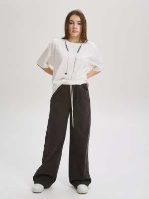 22894 Брюки, ткань, 134-164, для девочки, "Deloras"  (Темно-серый, 134)