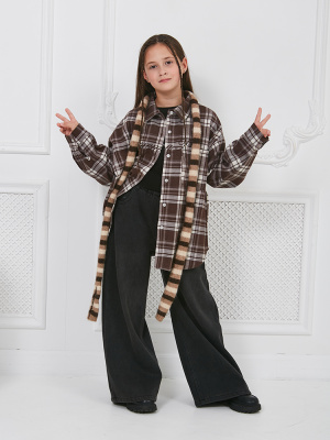 2428024 Брюки утепленные, джинс, 120-160, для девочки, "MIX"  (Серый, 120)