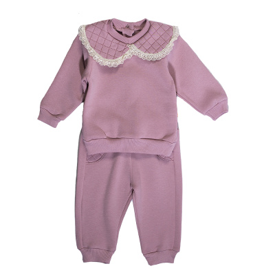 2473 Костюм утепленный 2 пр, трикотаж, 74-92, для девочки, дл рукав, "BEYAZ BEBEK"  (Пыльно-розовый, 74)