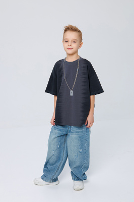 B2605 Брюки, джинс, лето, 120-134, для мальчика"MIX"  (Синий, 120)