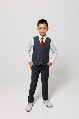 19100-3 Брюки СЕРЫЕ, ткань, школа, 116-188, для мальчика, "Непоседа-сити"  (Серый, 116-56-57)