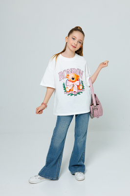 XS100 Футболка, трикотаж, лето, 110-160, для девочки, кор рукав, "MIX"  (Белый, 110)