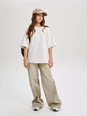 22903 Брюки, джинс, 134-164, для девочки, "Deloras"  (Светло-коричневый, 134)