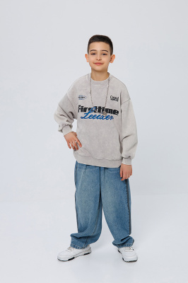 2A20067 Джемпер, трикотаж, лето, 130-170, для мальчика, дл рукав, "MIX"  (Серый, 130)