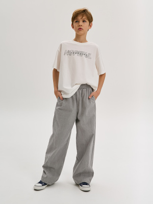 55589 Брюки, ткань, 134-164, для мальчика, "Deloras"  (Серый, 134)