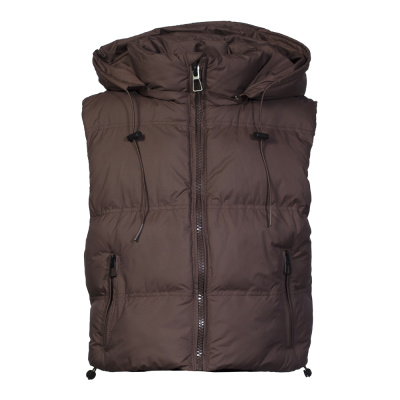 91 Жилет с капюшоном, курточная ткань, демисезон, 116-140, универсал, "Bolaihidon"  (Коричневый, 116)