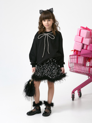 133057 Джемпер НГ, трикотаж, 120-170, для девочки, дл рукав, "MIX"  (Черный, 120)