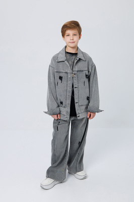 2A21051 Брюки, джинс, лето, 130-170, для мальчика,  "MIX"  (Черный, 130)