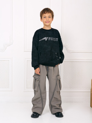 2A3032018 Джемпер, вязка, 130-170, для мальчика, дл рукав, "MIX"  (Черный, 130)