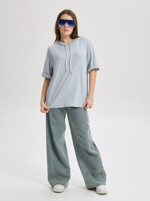22906 Футболка, трикотаж, 134-164, для девочки, короткий рукав, "Deloras"  (Светло-голубой, 134)