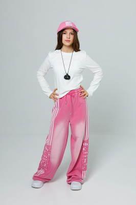 CS56 Лонгслив, трикотаж, лето, 110-160, для девочки, дл рукав, "MIX"  (Белый, 110)