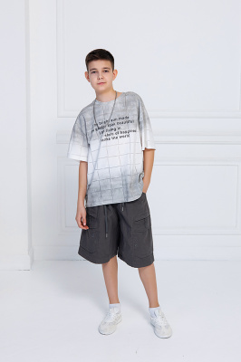 93360 Шорты, джинс, лето, 120-170, для мальчика, "MIX"  (Темно-серый, 120)