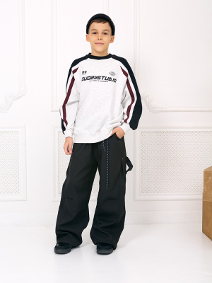 6021 Джемпер, трикотаж, 130-170, универсал, дл рукав, "MIX"  (Серый, 130)