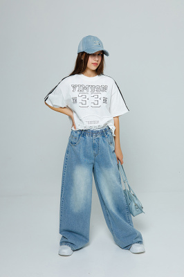 CK87 Брюки, джинс, лето, 110-160, для девочки, "MIX"  (Синий, 110)