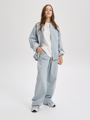 22907 Брюки, ткань, 134-164, для девочки, "Deloras"  (Серо-голубой, 134)