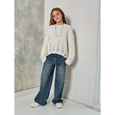 22793 Джемпер, вязка, 134-164, для девочки, длинный рукав, "Deloras"  (Молочный, 134)