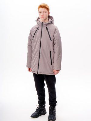 3w26-202 Куртка "Лофт", мембрана, зима, 146-164, для мальчика, длинный рукав, "UKI"  (Темно-бежевый, 146)