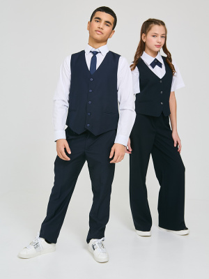 19100-4 Брюки синие, ткань, 116-188, для мальчика, "Непоседа-сити"  (Синий, 116-56-57)