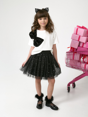 22780Х Футболка, трикотаж, 98-128, для девочки, кор рукав, "Deloras"  (Молочный, 104)