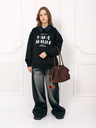 S8252330 Джемпер, трикотаж, 140-170, для девочки, дл рукав, "MIX"  (Черный, 140)